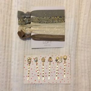 Set of hair ties and decorative Bobby pins